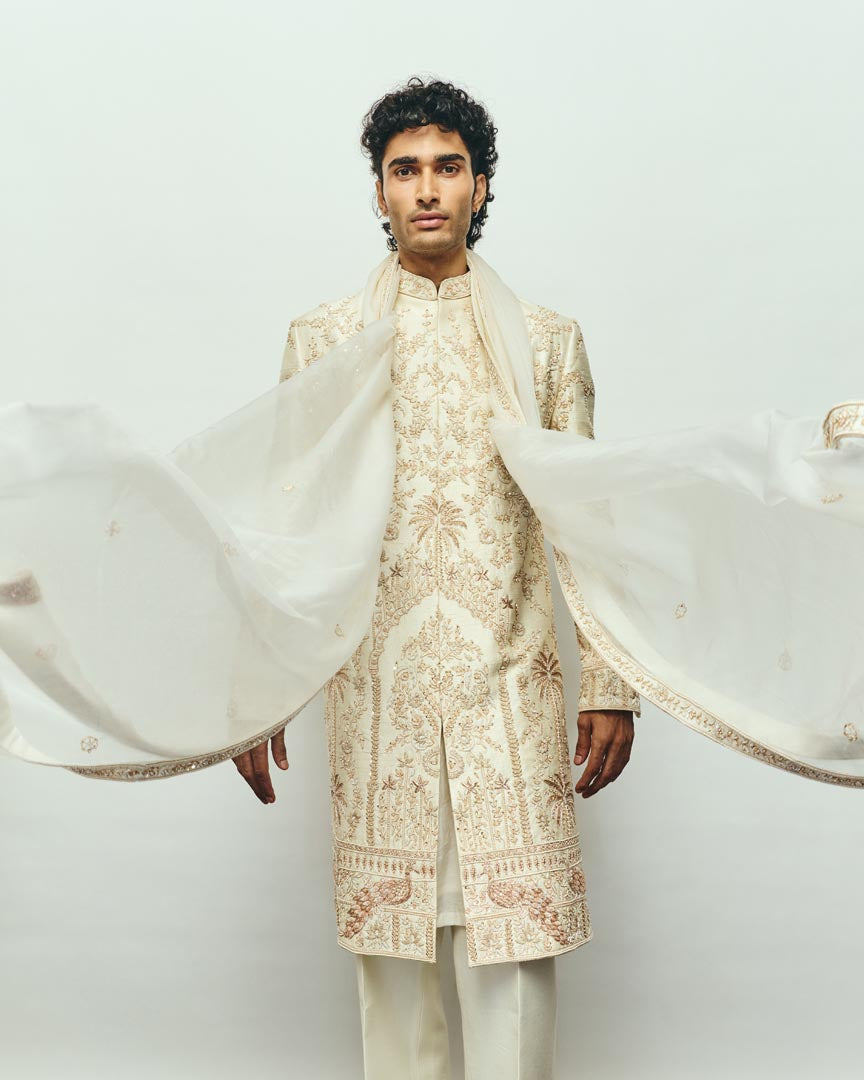 White & Gold Sherwani