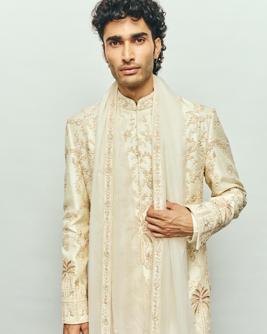 White & Gold Sherwani