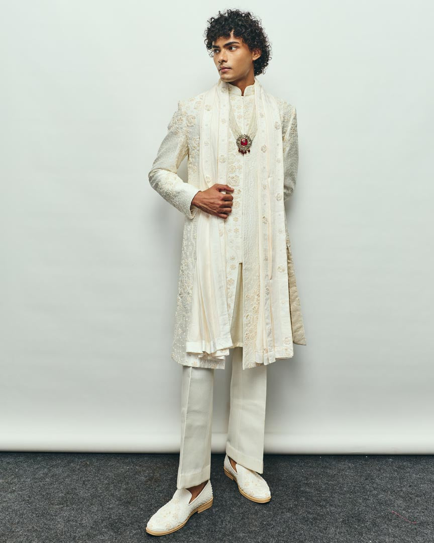 White Monotone Sherwani