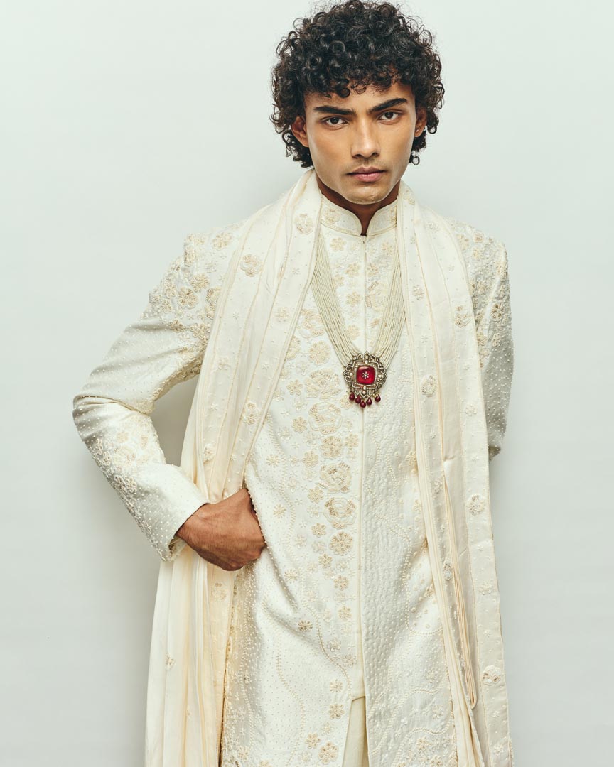 White Monotone Sherwani