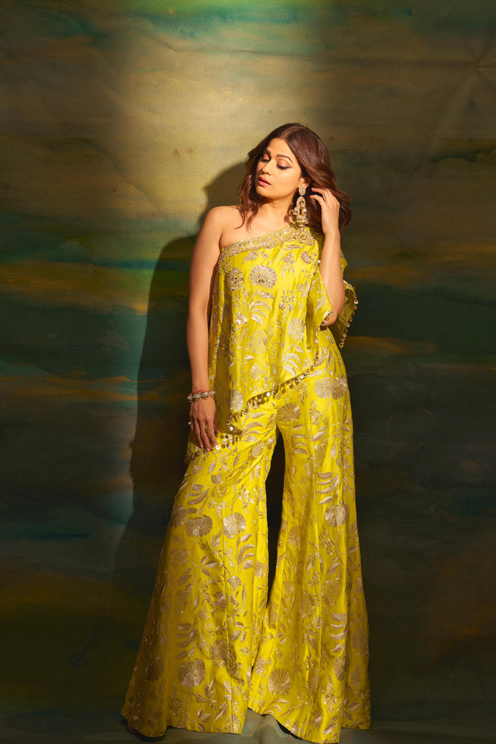 Shamita Shetty In Golconda  Arsh One Shoulder Set - Auraya Fashion - Gopi Vaid - 