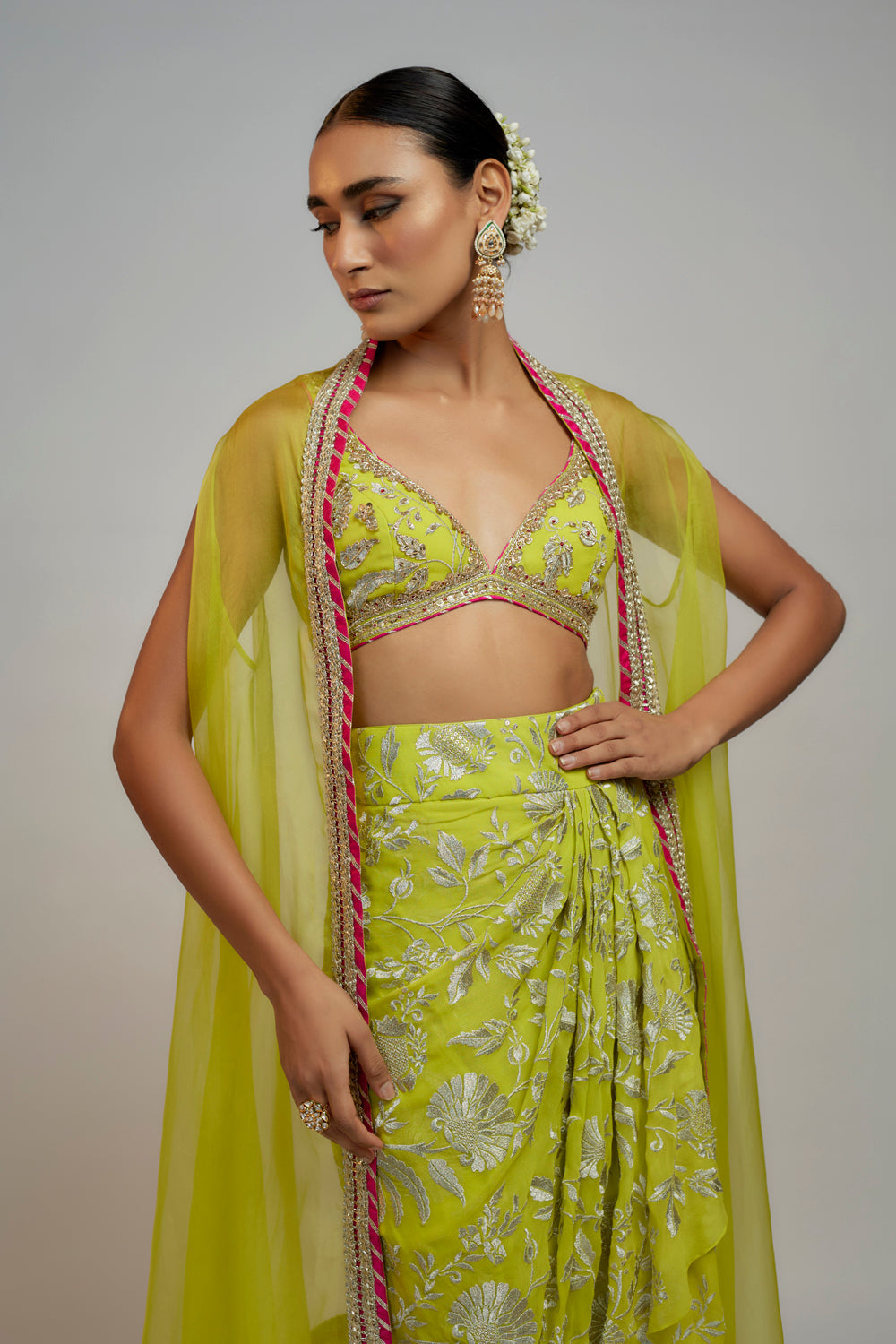 Golconda Alia Wrap Skirt Set - Auraya Fashion 