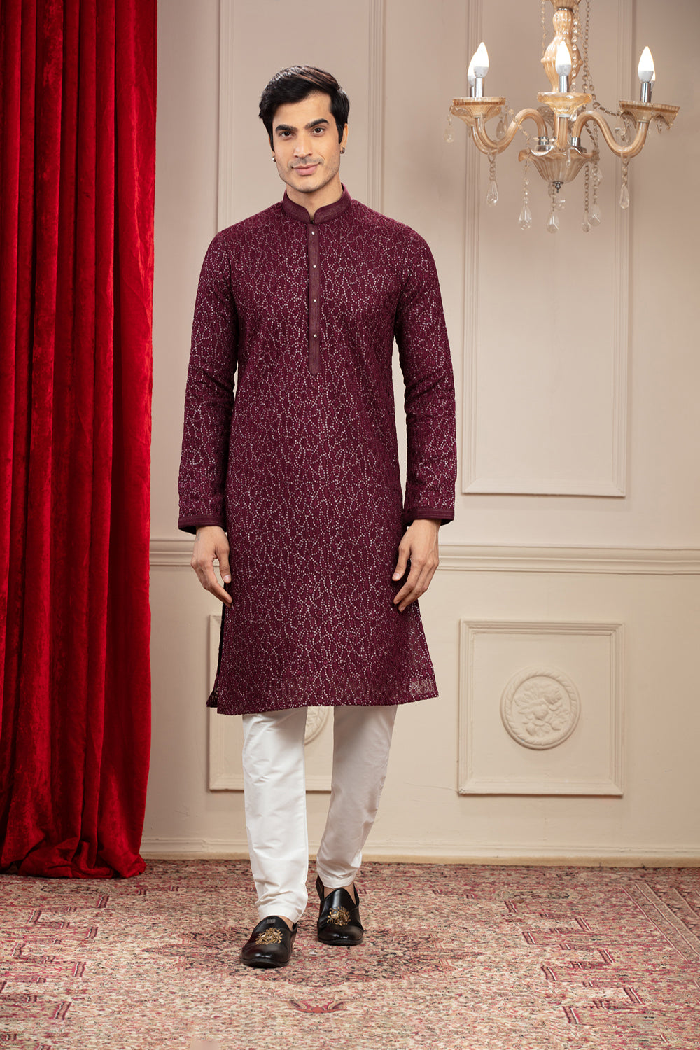 Maroon Georgette Kurta Pajama Set