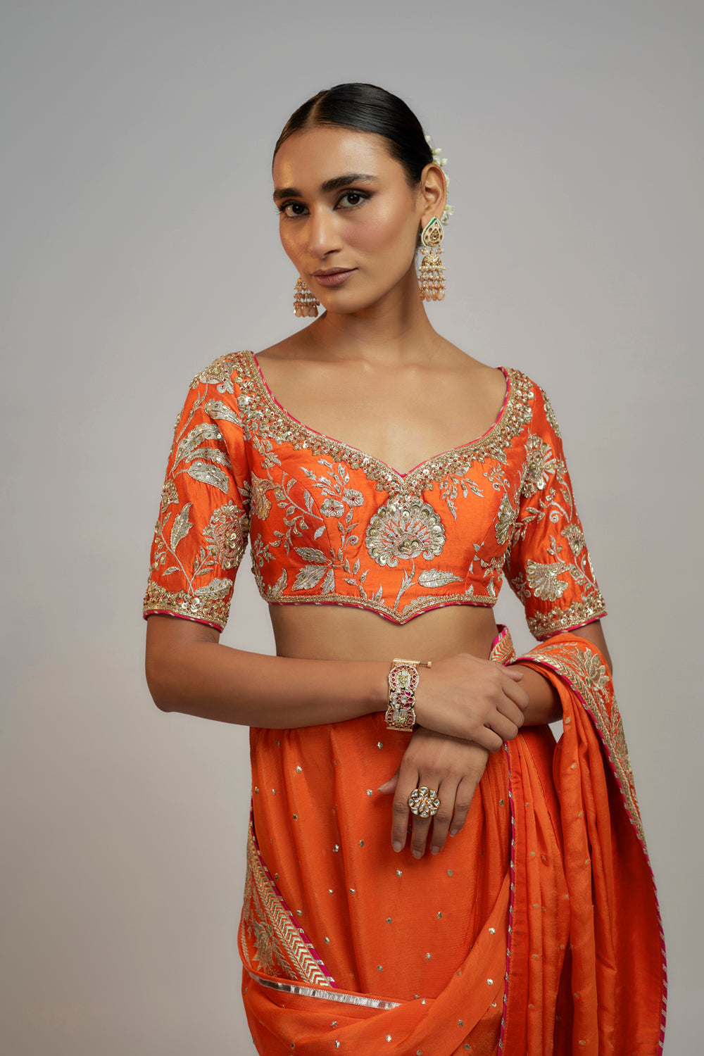 Golconda Fez Saree Set - Auraya Fashion 