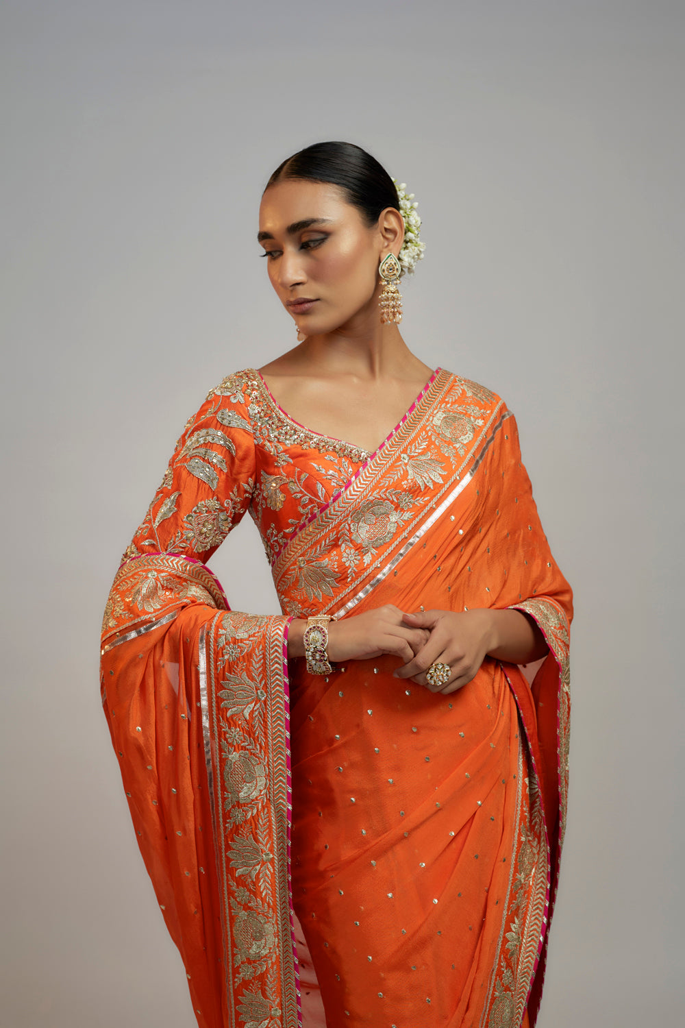 Golconda Fez Saree Set - Auraya Fashion 