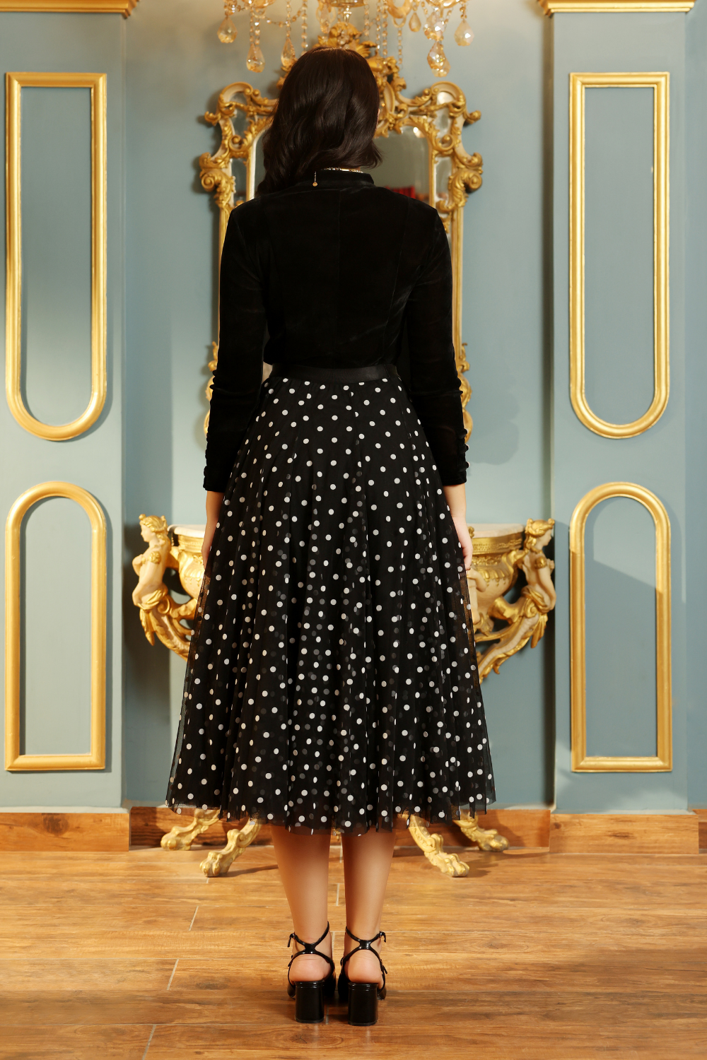 Elegant Black Velvet Button Top - Luxury Evening Blouse