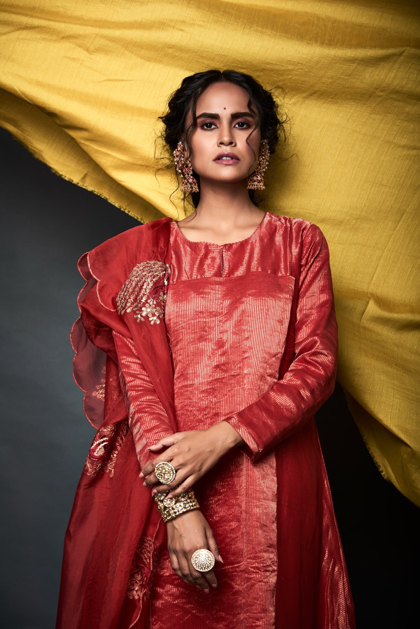 Stripe zari kurta set