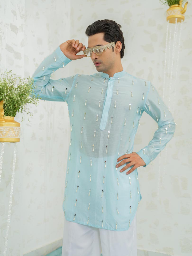 Blue Latkan Short Kurta set