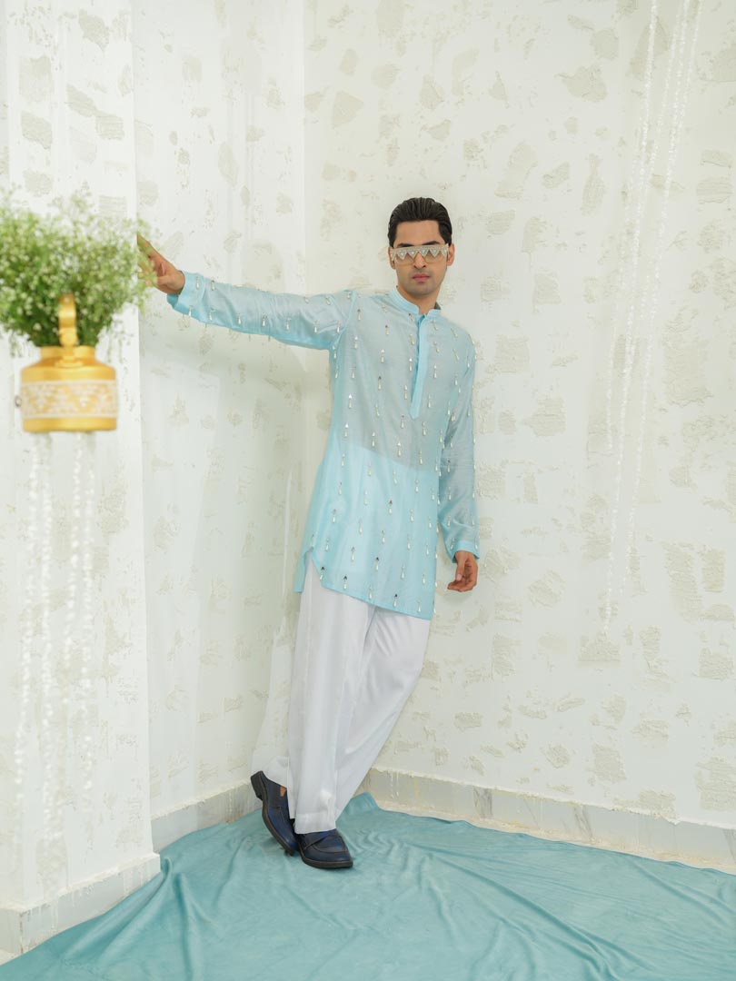 Blue Latkan Short Kurta set
