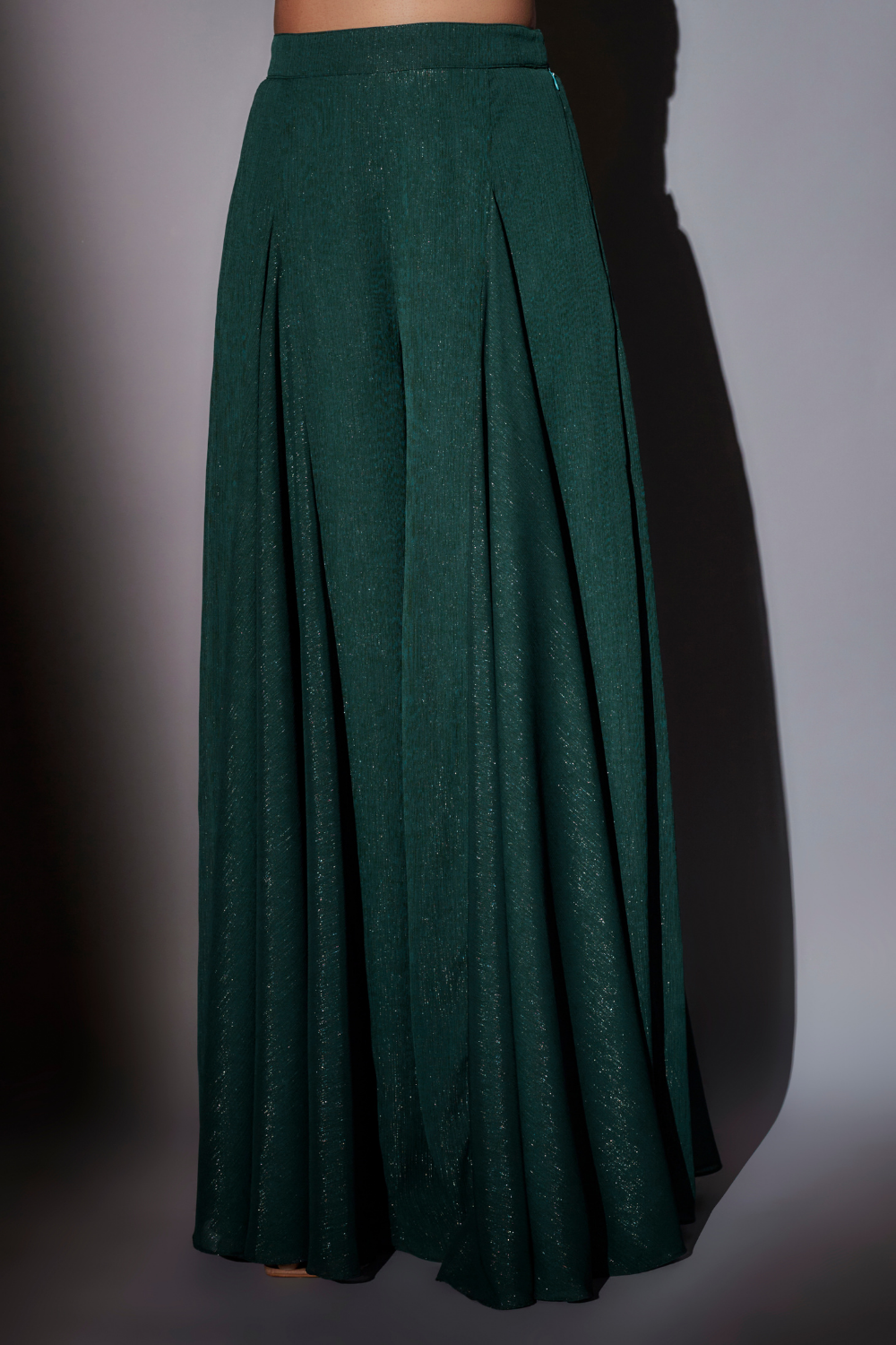 Green June Jacket Set with Embroidered Organza Sharara