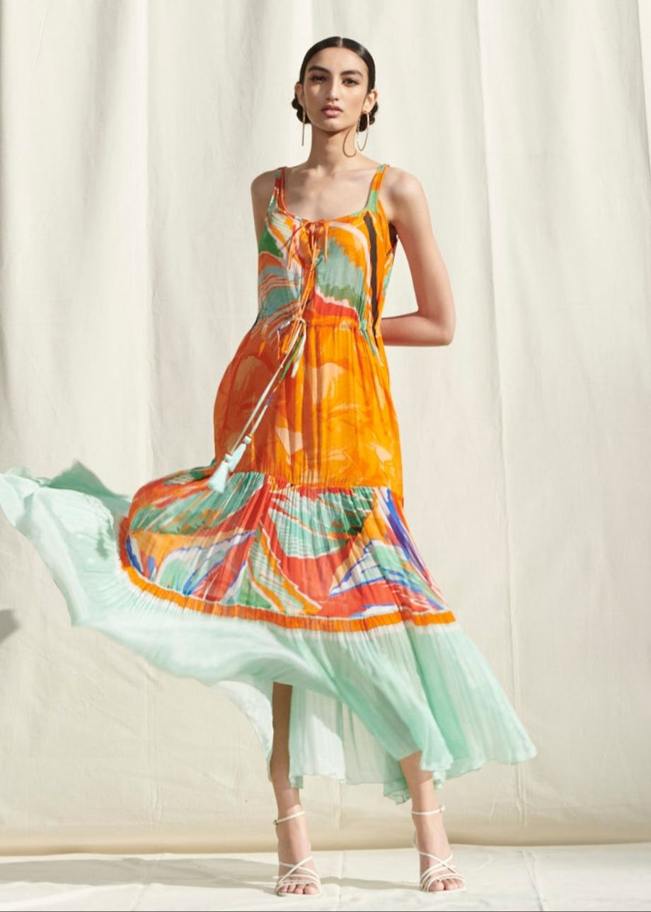 Crinkled Chiffon Dress