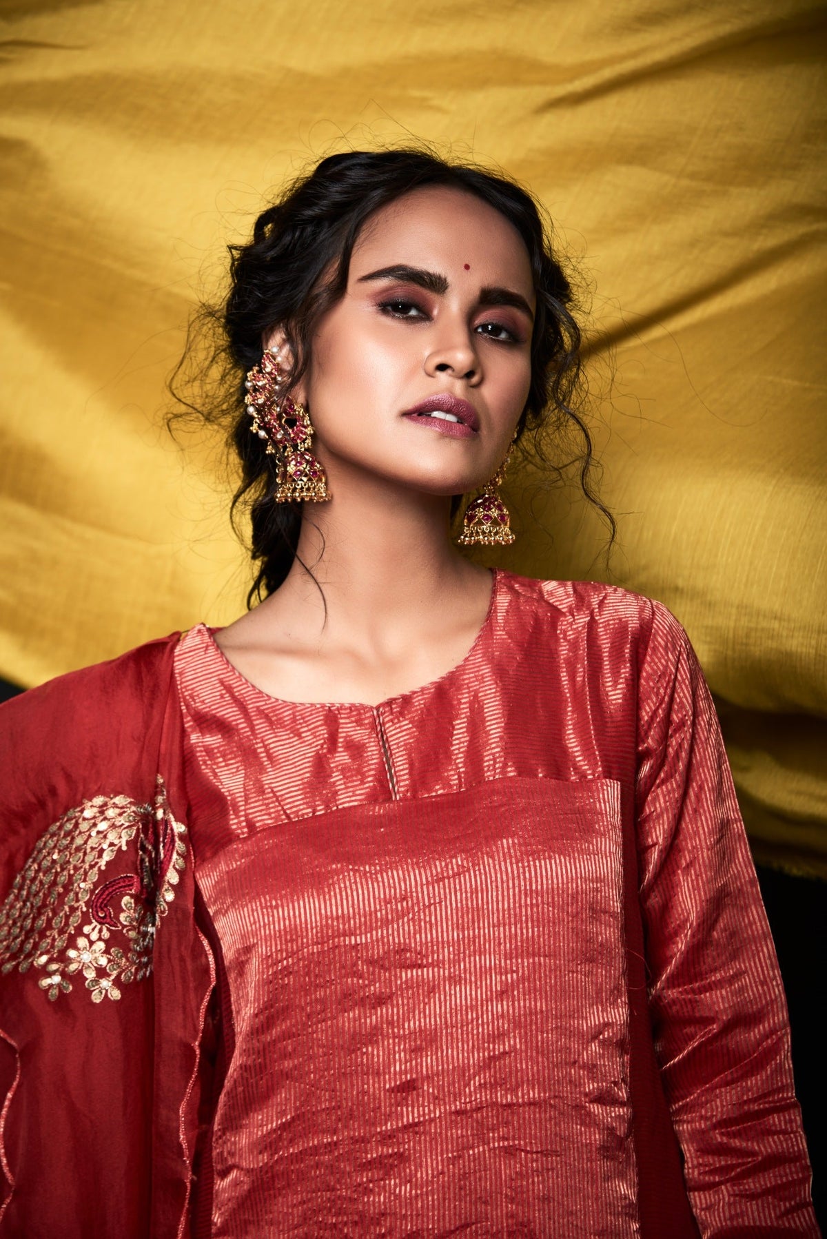 Stripe zari kurta set