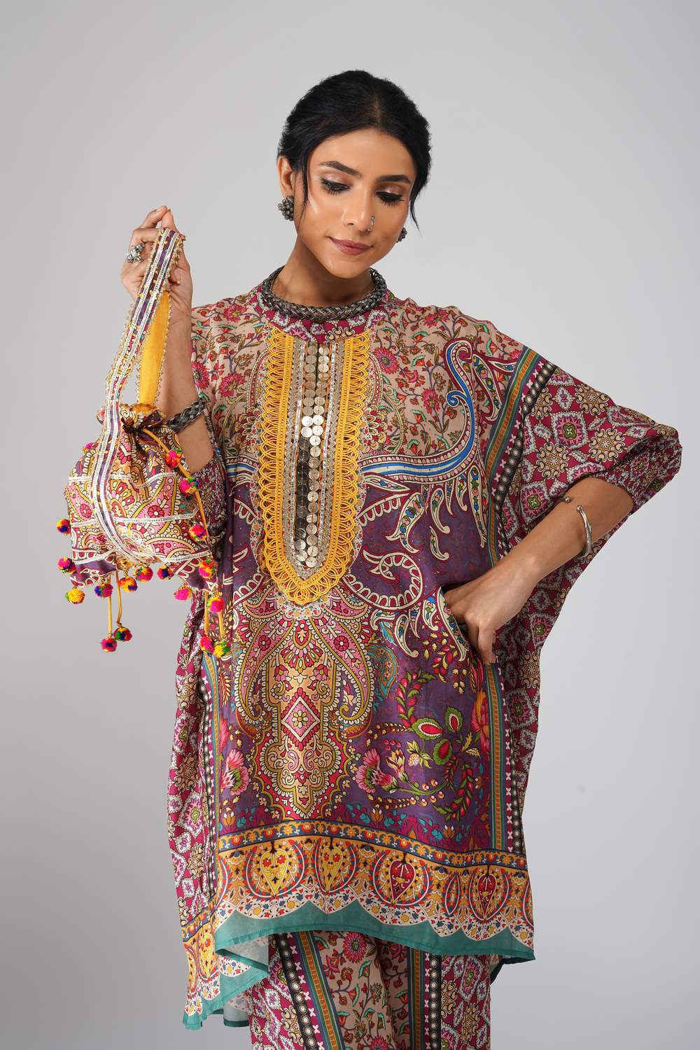 Sawariya Purple Blossom Cotton Co-ord Set - Luxury Ethnic Wear