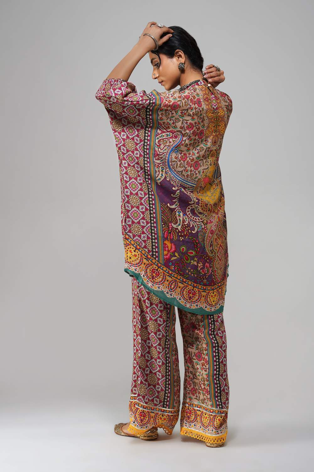 Sawariya Purple Blossom Cotton Co-ord Set - Luxury Ethnic Wear
