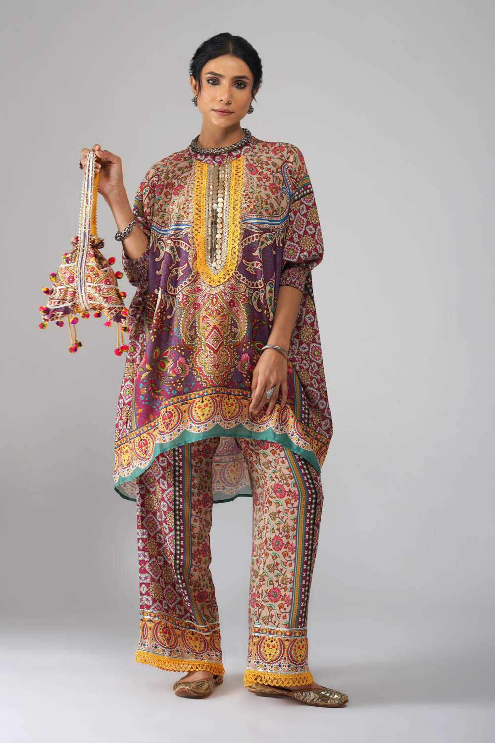 Sawariya Purple Blossom Cotton Co-ord Set - Luxury Ethnic Wear