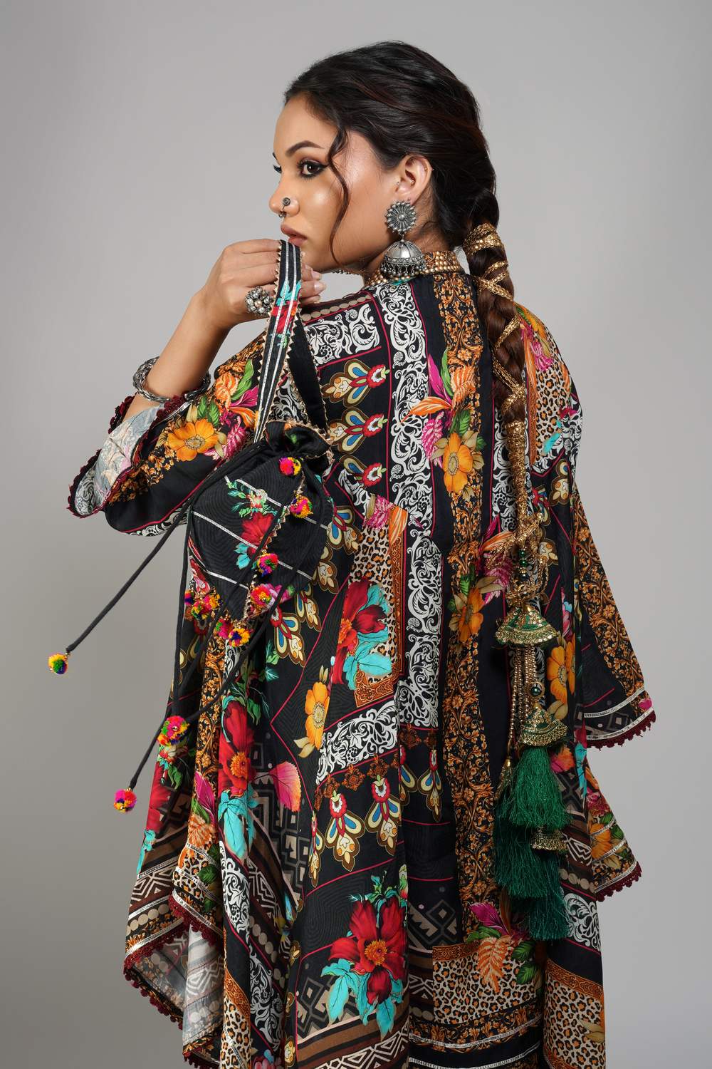 Floral & Motif Printed Cotton Muslin Co-ord Set | Festive Ensemble