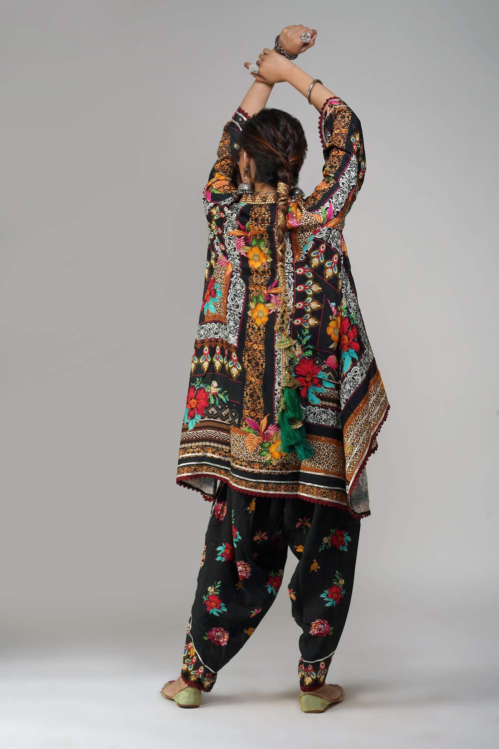 Floral & Motif Printed Cotton Muslin Co-ord Set | Festive Ensemble