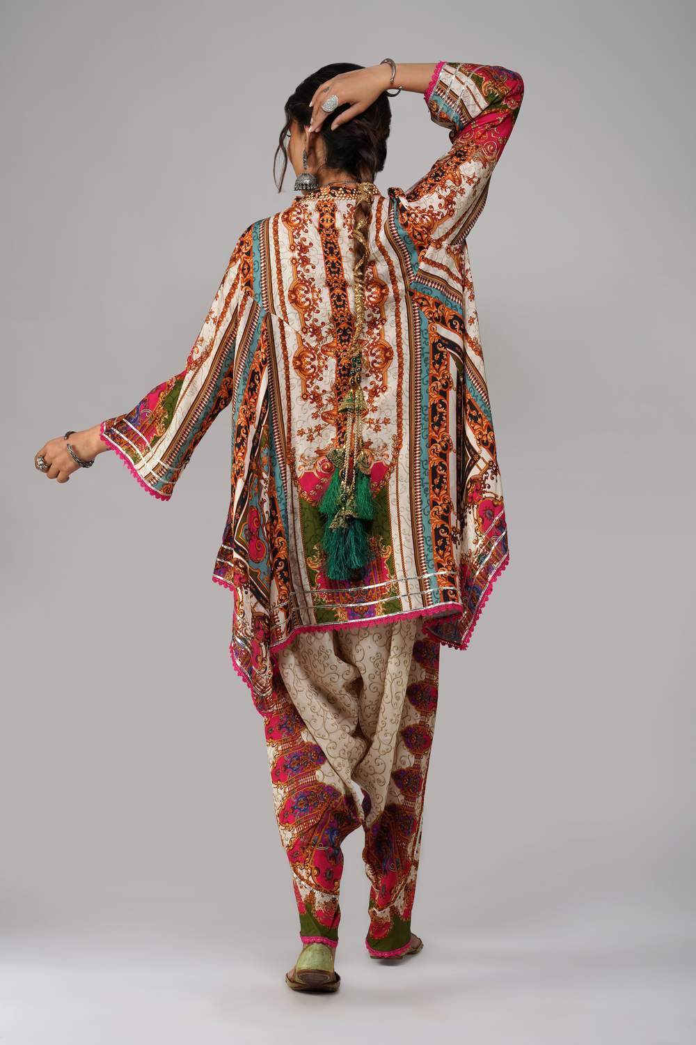 Vintage Printed Cotton Muslin Co-ord Set for Festive Wear