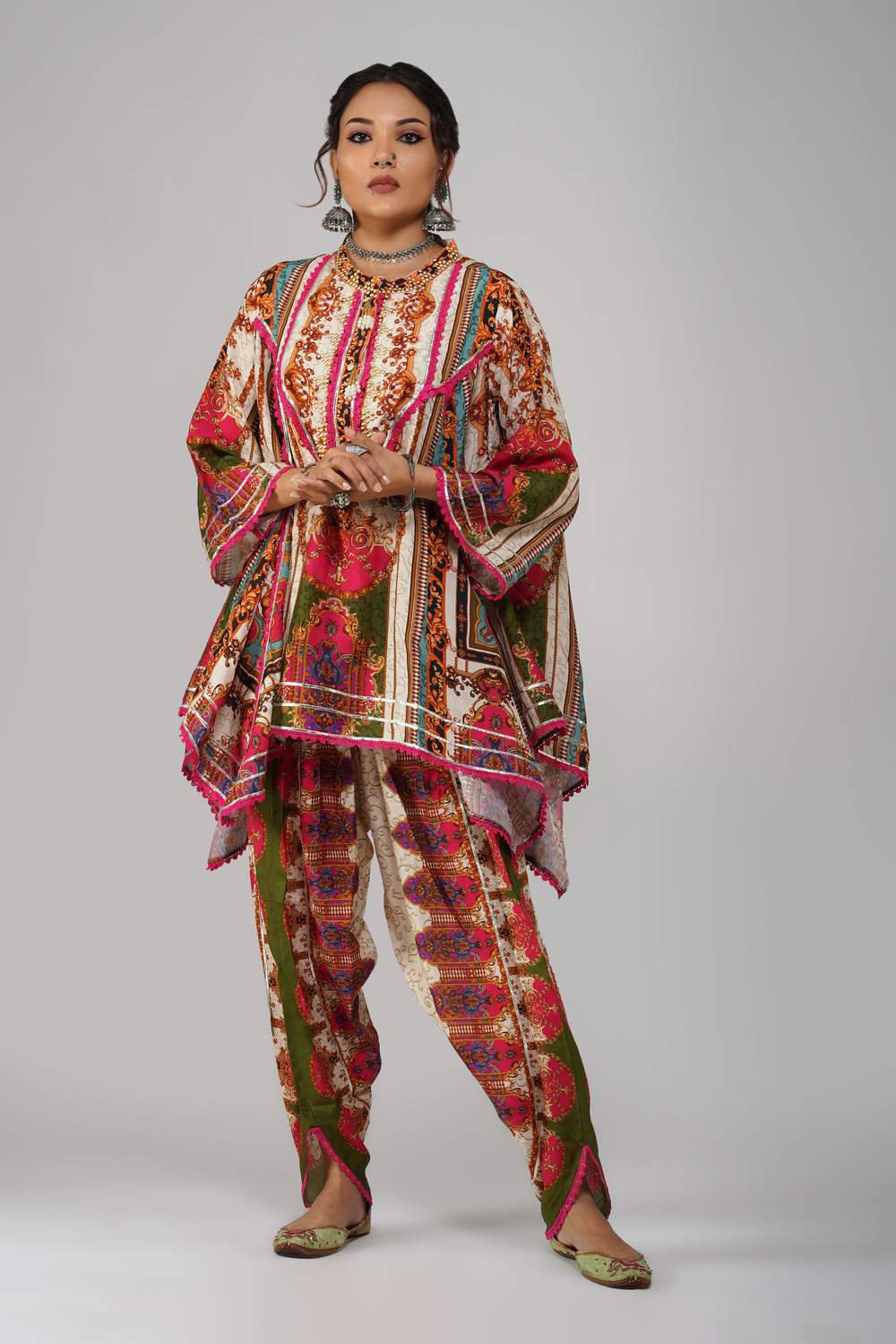 Vintage Printed Cotton Muslin Co-ord Set for Festive Wear