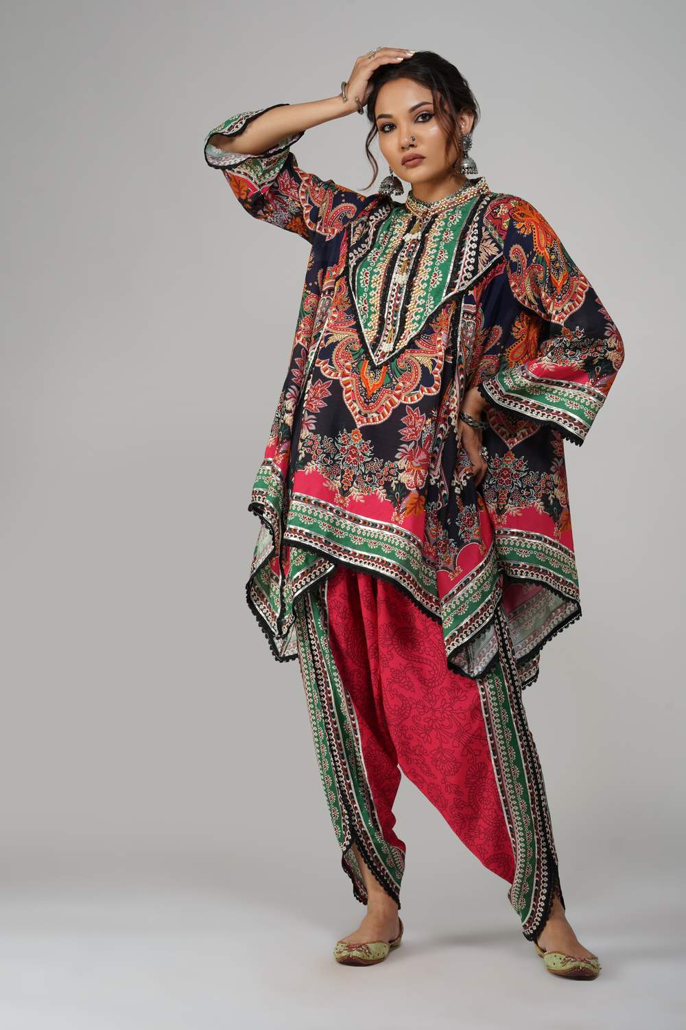 Bohemian Blossom Printed Cotton Muslin Co-ord Set for Women