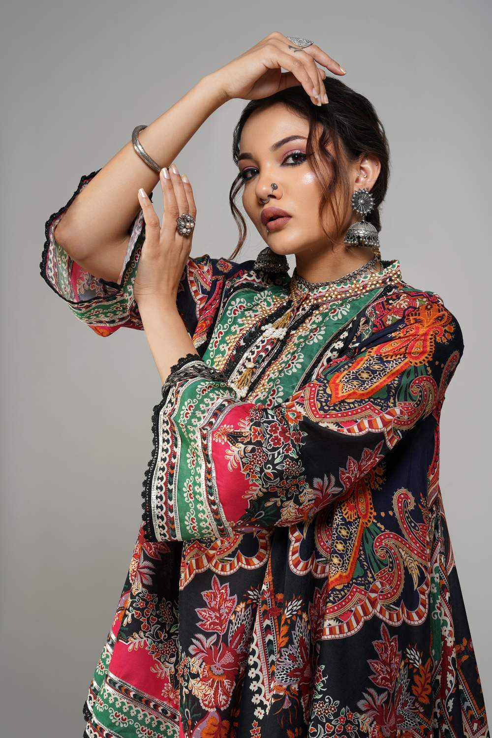 Bohemian Blossom Printed Cotton Muslin Co-ord Set for Women