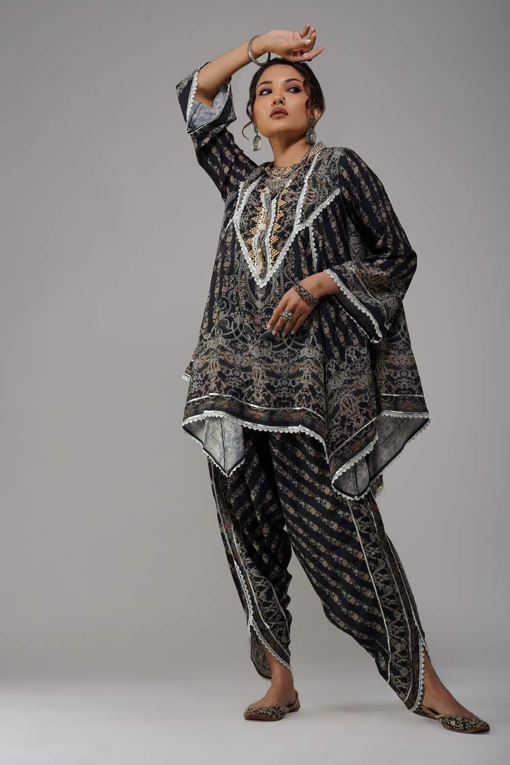 Midnight Tapestry Cotton Muslin Co-ord Set for Evening Wear