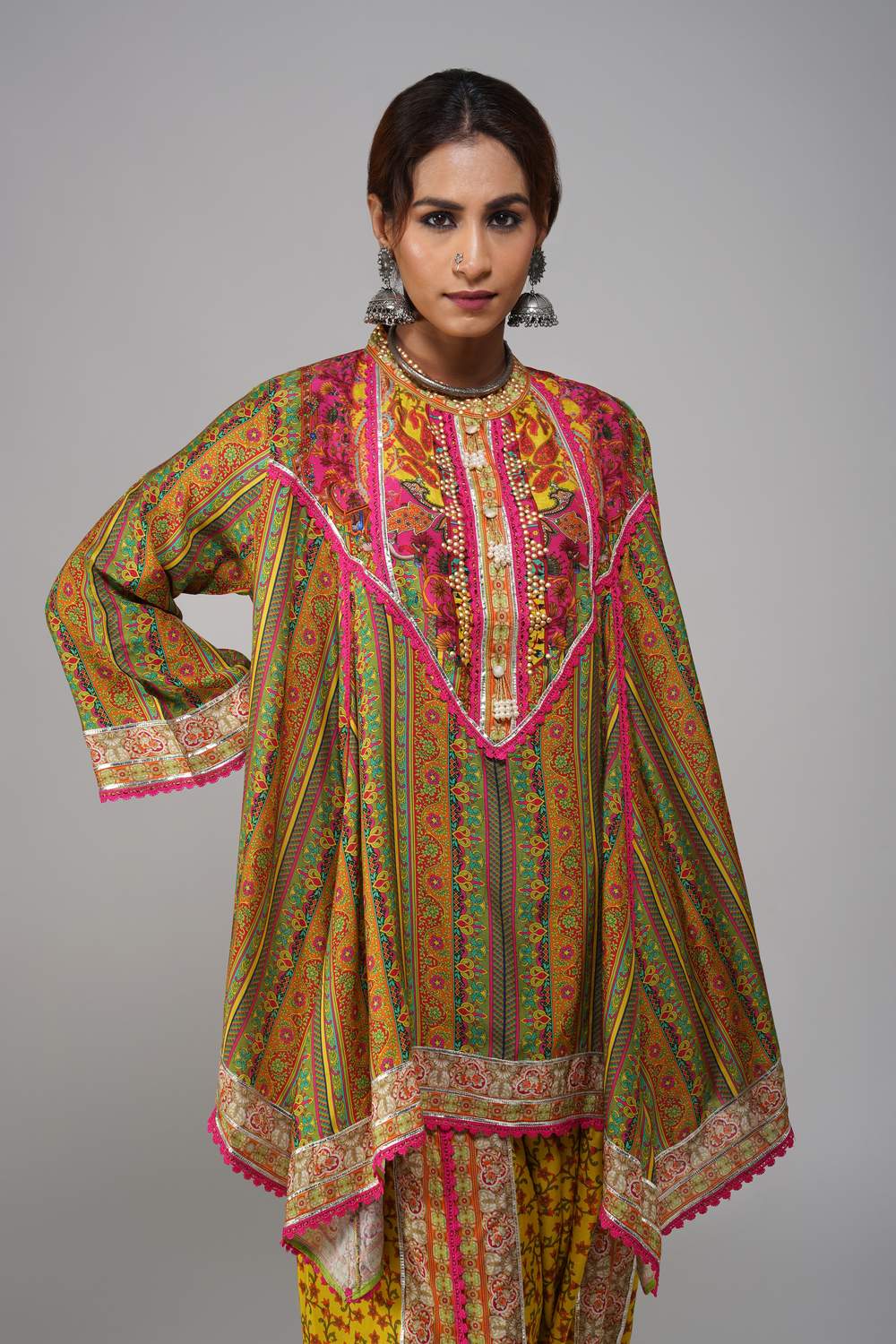 Gulmohar Bloom Cotton Muslin Suit Set - Luxury Festive Wear