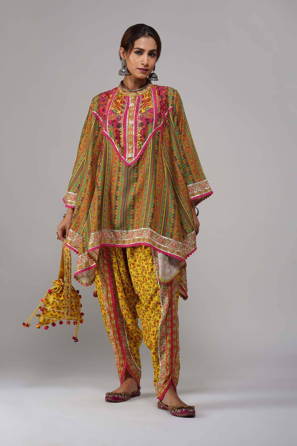 Gulmohar Bloom Cotton Muslin Suit Set - Luxury Festive Wear