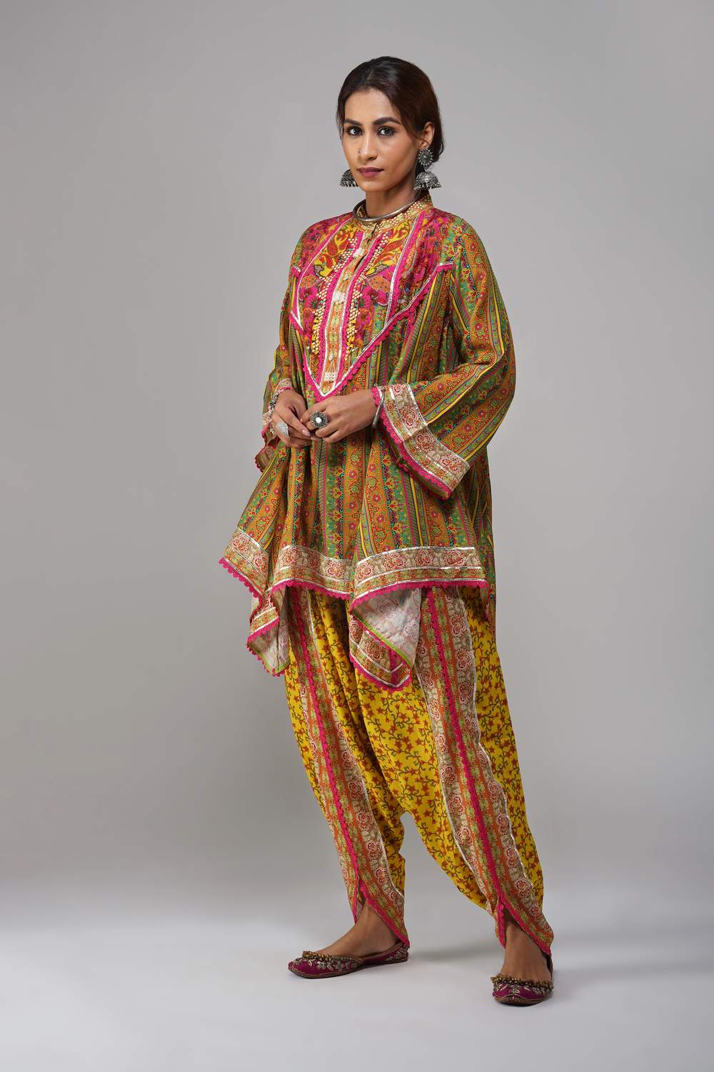 Gulmohar Bloom Cotton Muslin Suit Set - Luxury Festive Wear