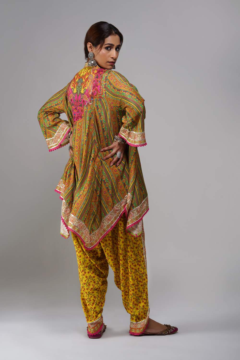 Gulmohar Bloom Cotton Muslin Suit Set - Luxury Festive Wear