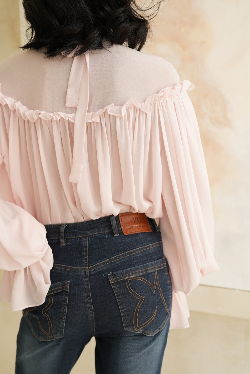 Pink Sorbet Lightweight Georgette Shirt and Denim Casual Combo