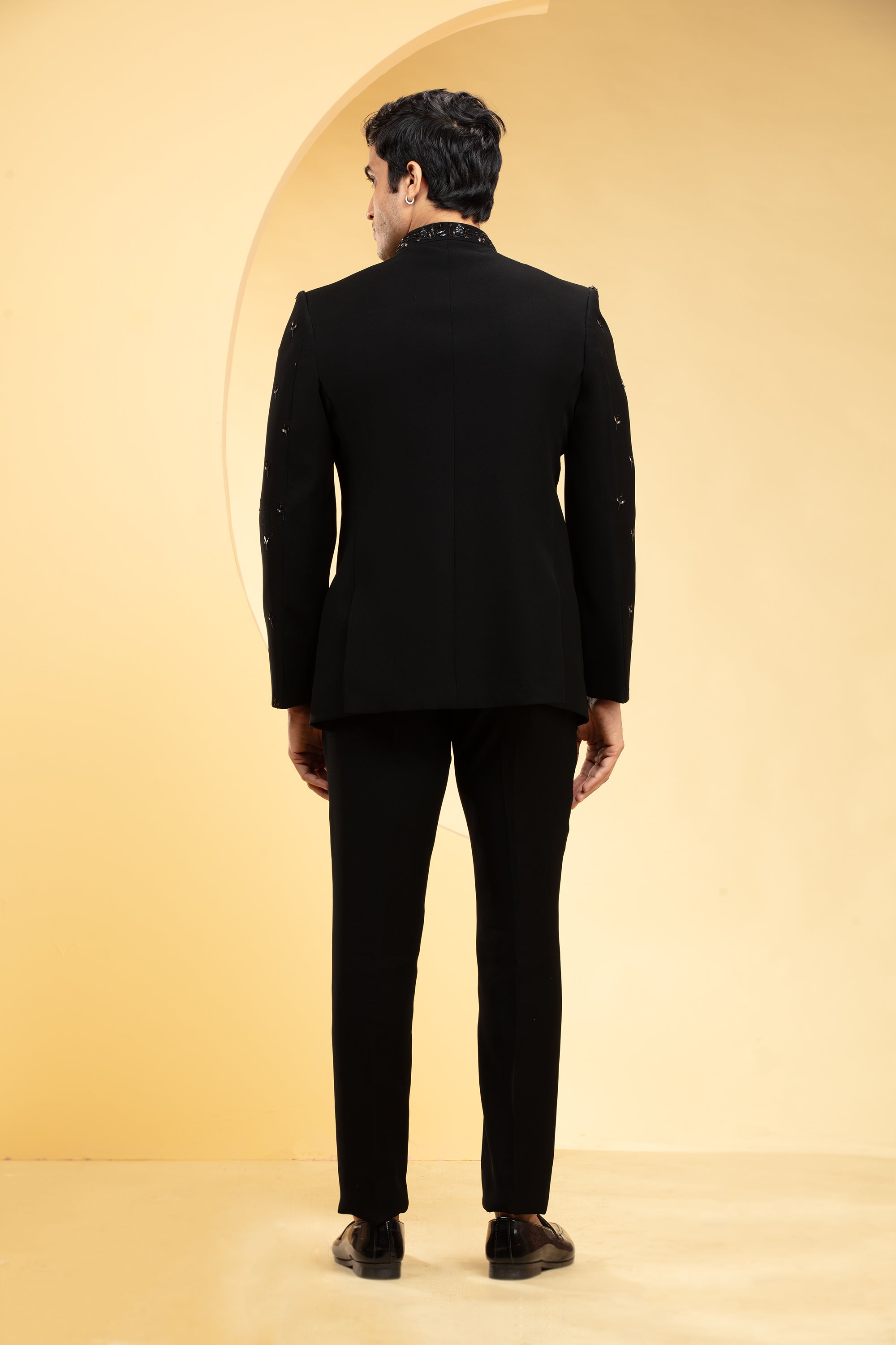 Raven Black Jodhpuri set with cutdana work