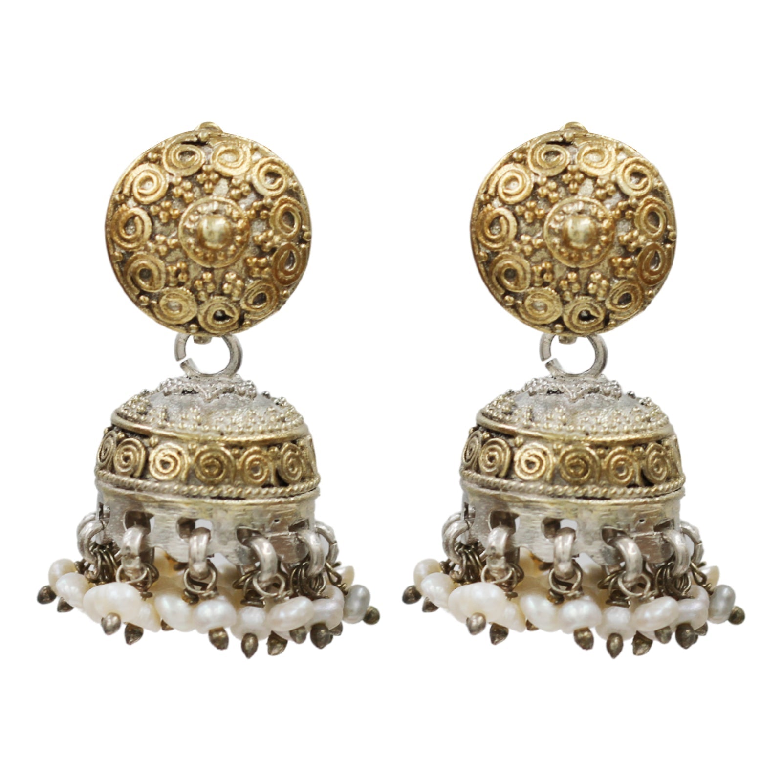 Sangeeta Boochra Bohemian Dual Tone Jhumka Earrings