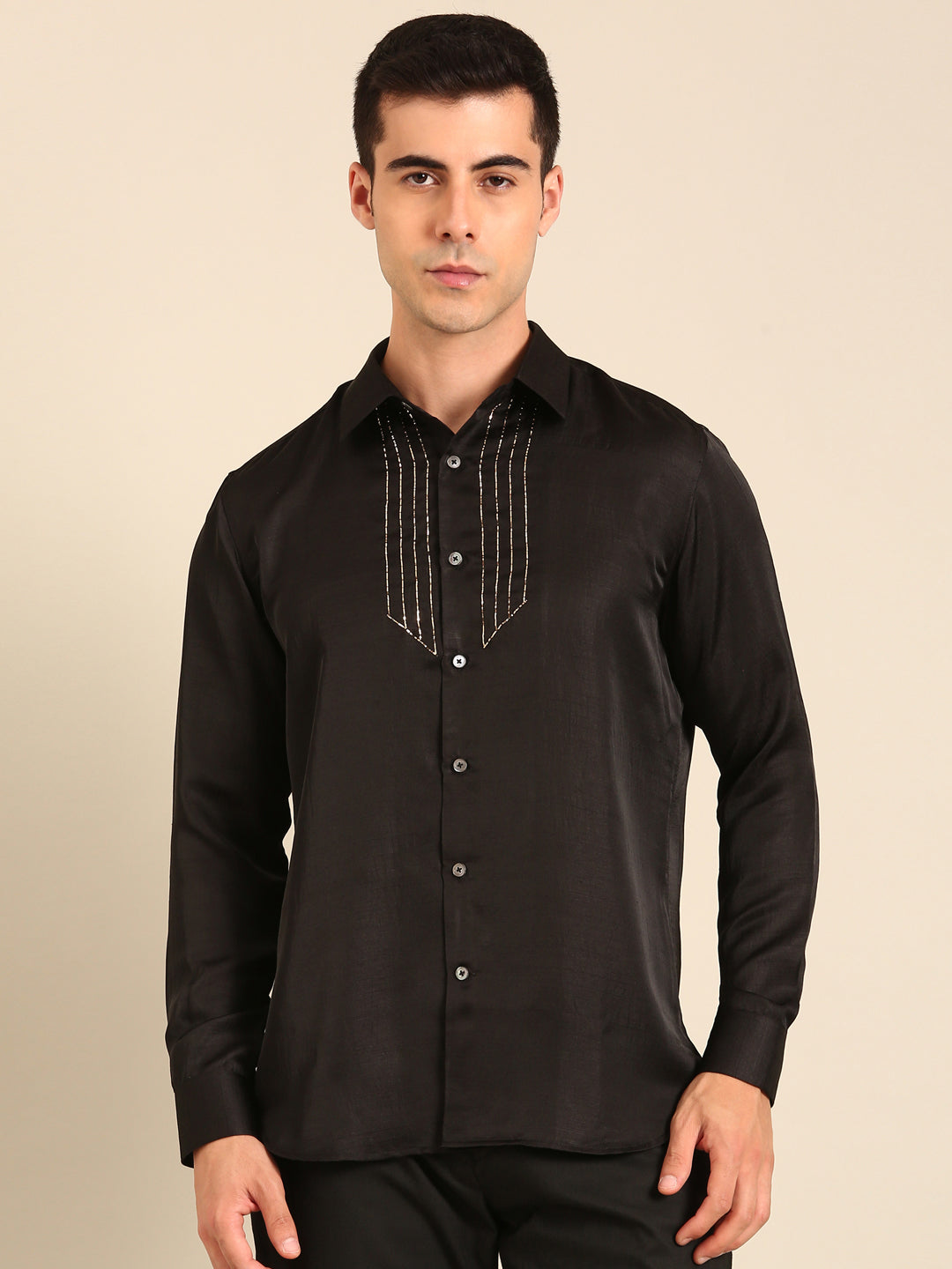 Black Bemberg Silk Shirt