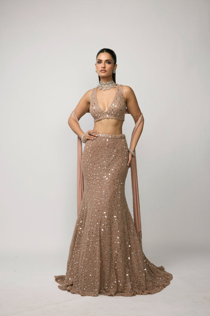Bronze Ros� Fishcut Lehenga Set
