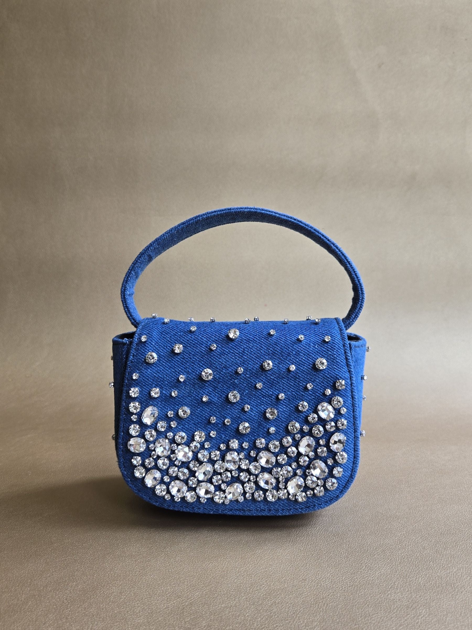 Blue Crystal Denim Bag