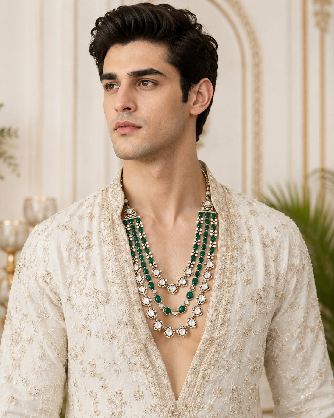 Navratna Kundan Pearl Necklace Set