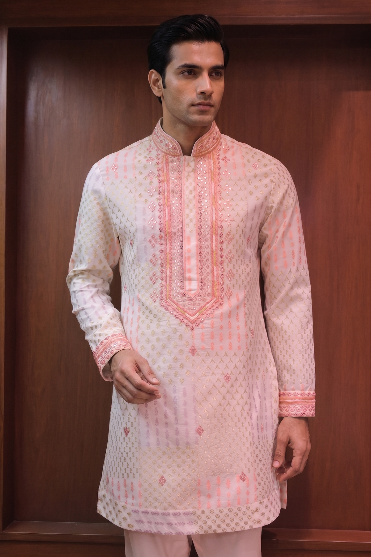 Hand-Embroidered Patterned Kurta