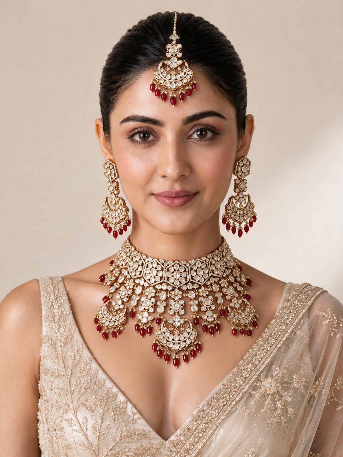 Ruby Kundan Bridal Choker Necklace Set