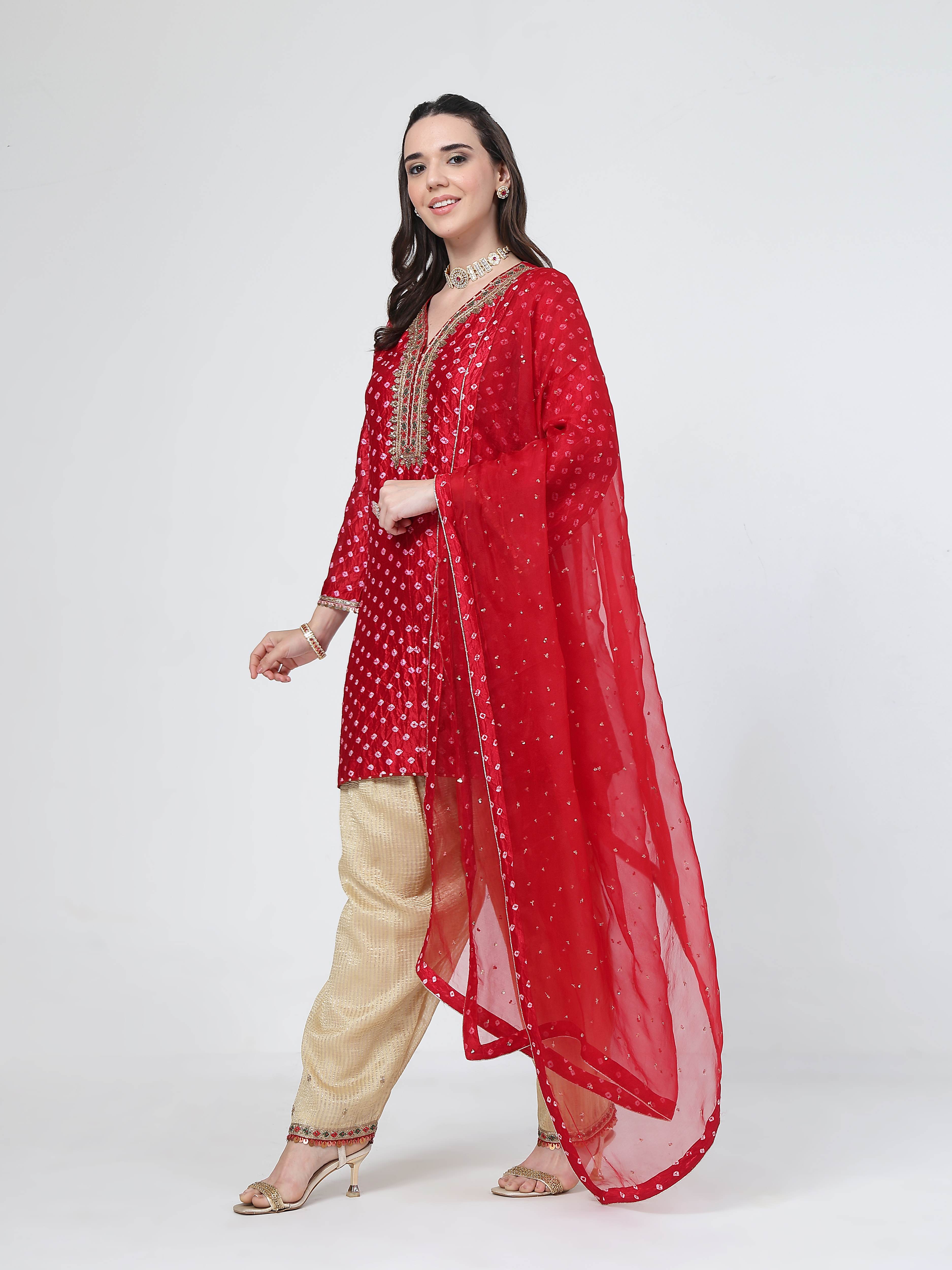 Crimson Bandhani Salwar Set