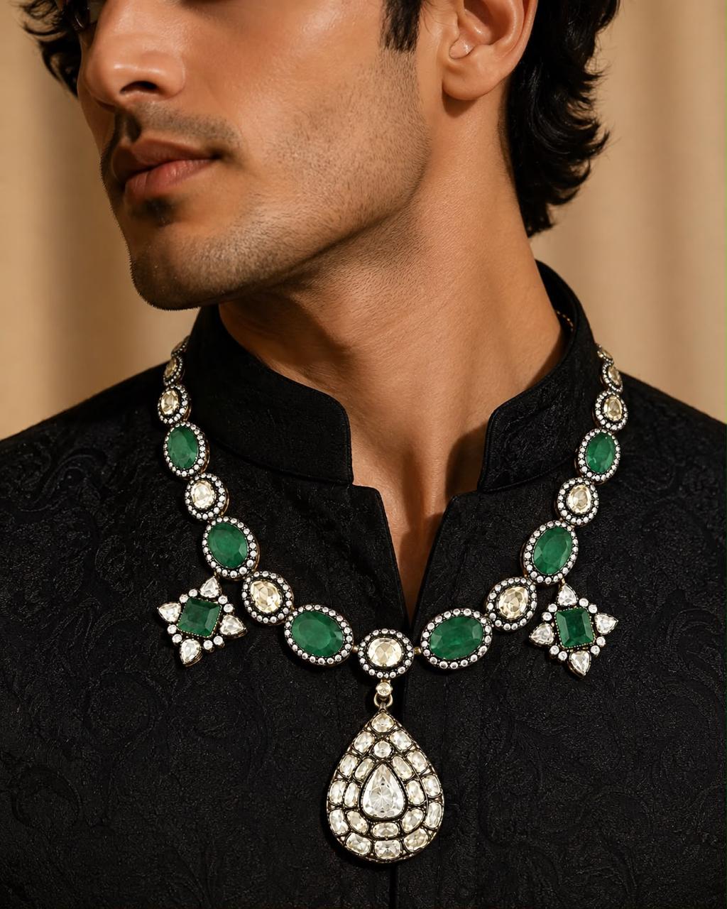 Kundan Multistone Beaded Choker Earring Set
