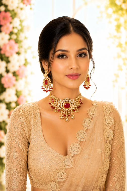 Ruby Royale Polki Choker Set
