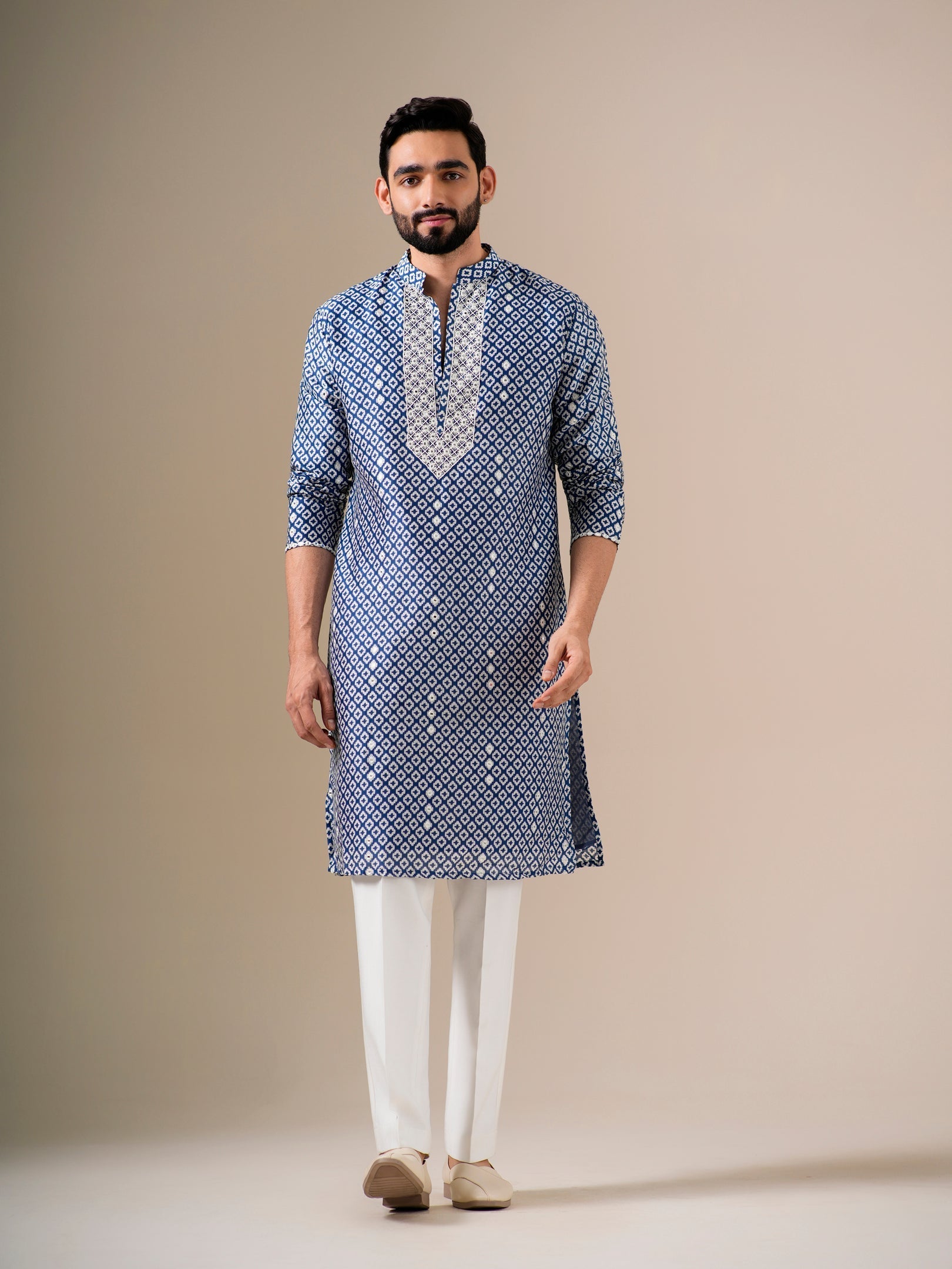 Indigo Mosaic Mirrorwork Kurta Set