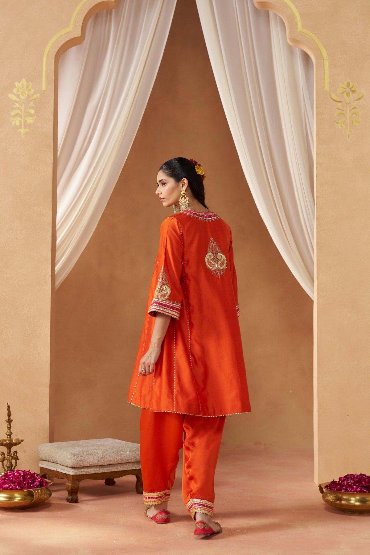 Daneen burnt orange chauga with salwar  with dupatta