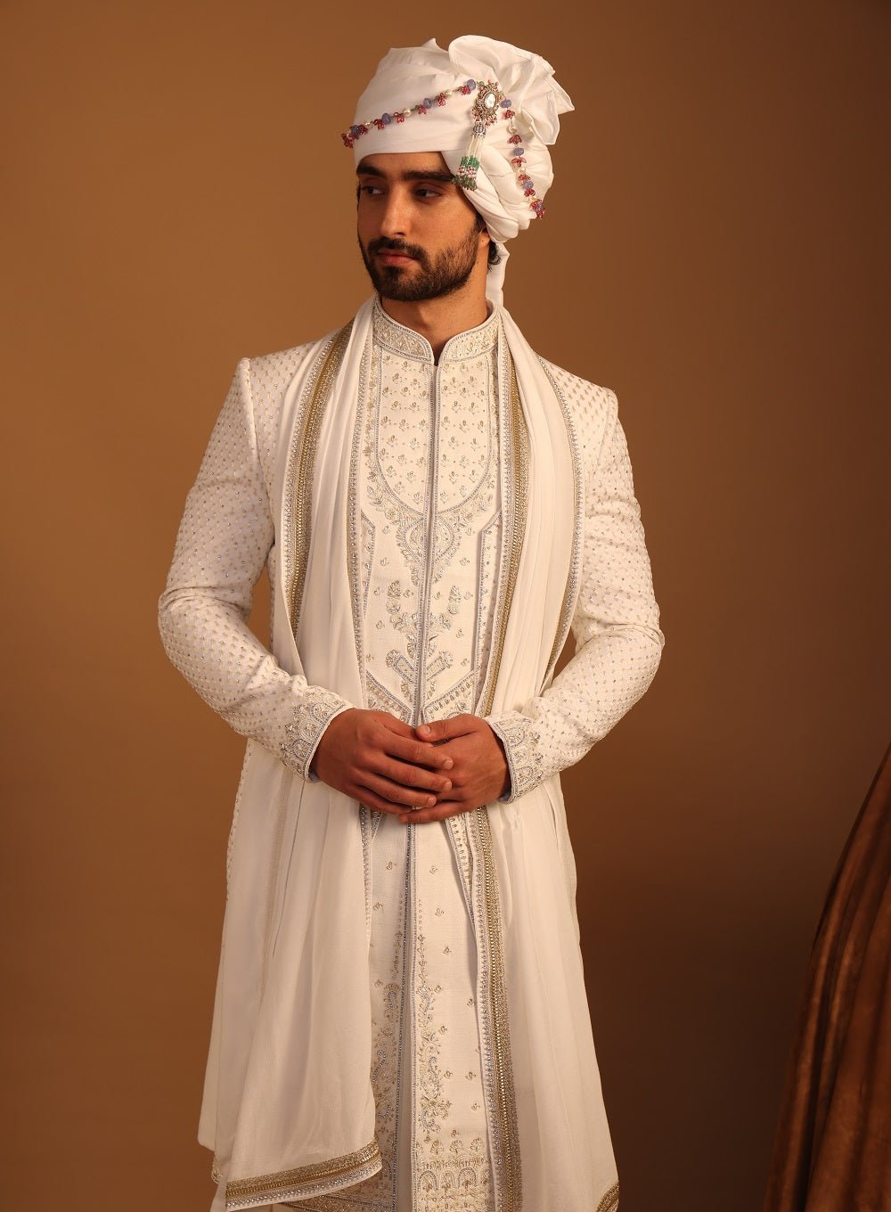 Gardernia White Sherwani