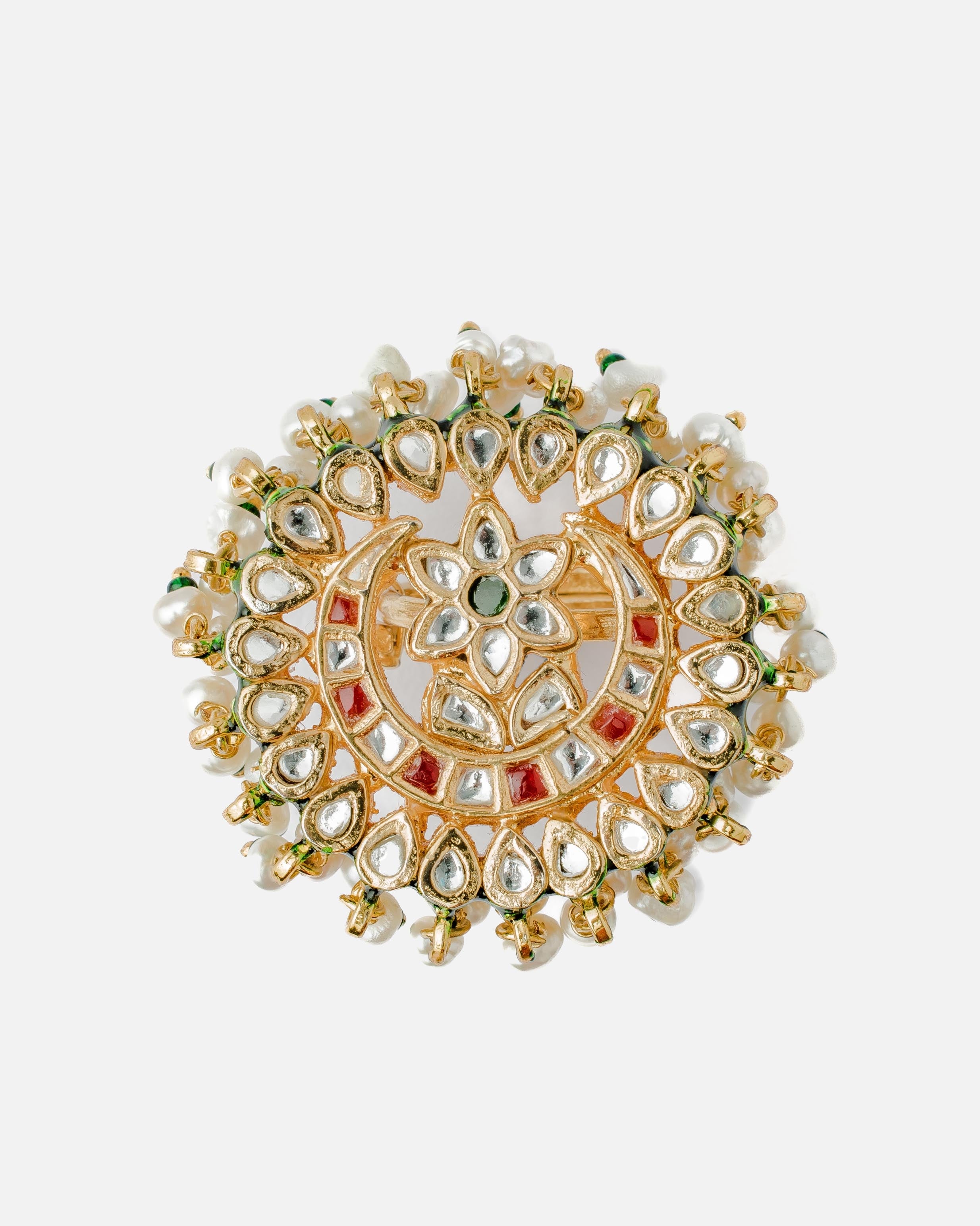 vivinia BY VIDHI MEHRA Saadgi Green Green Womens Kundan, Polki Ring