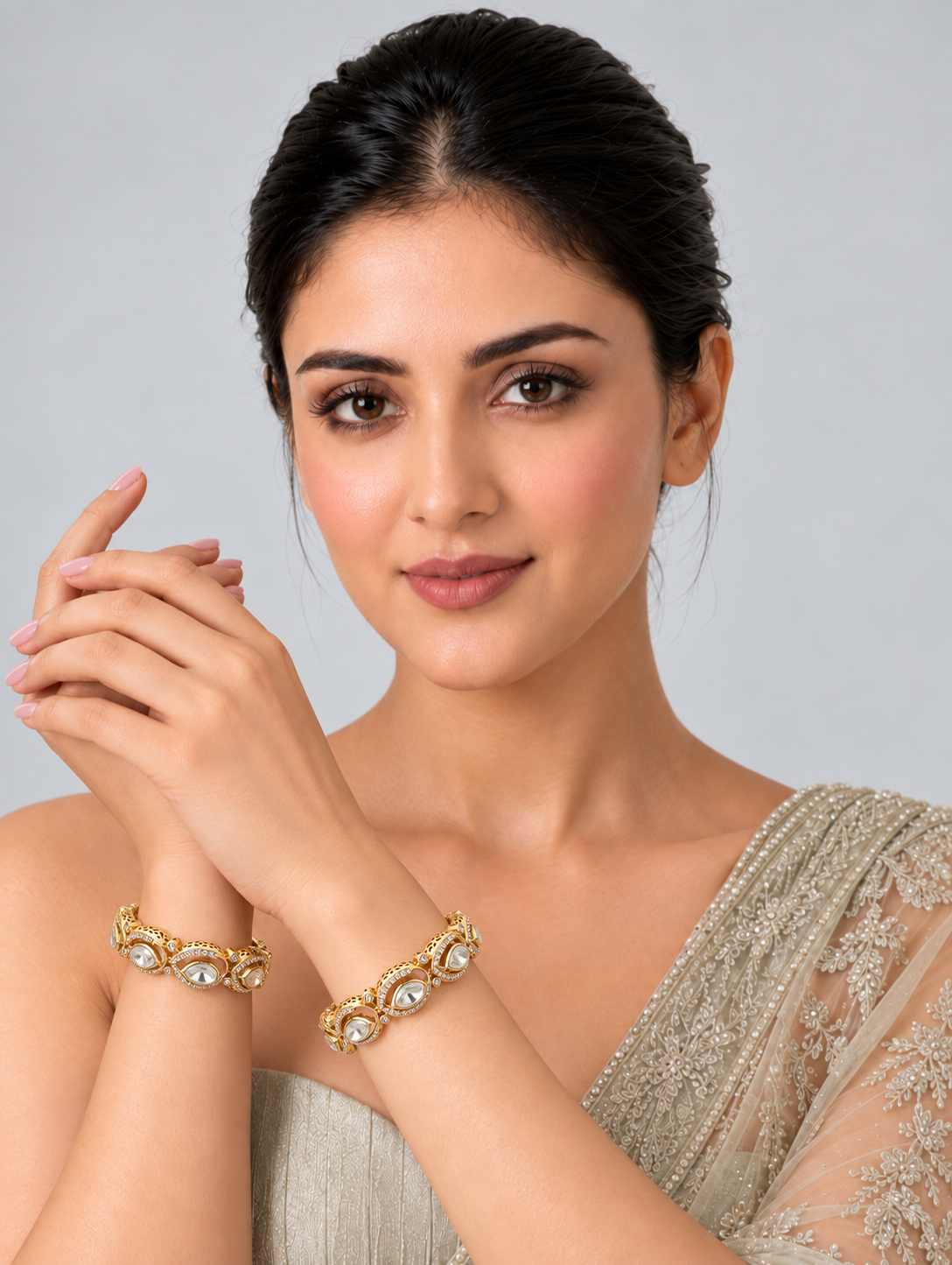 Moissanite Polki Bangle Set