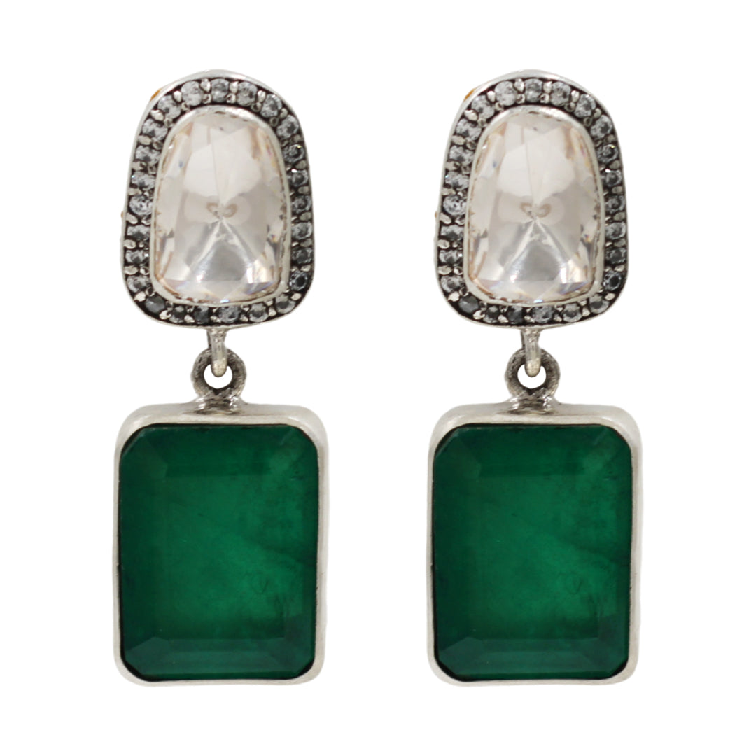 Royal Green Moissanite Earrings by Sangeeta Boochra