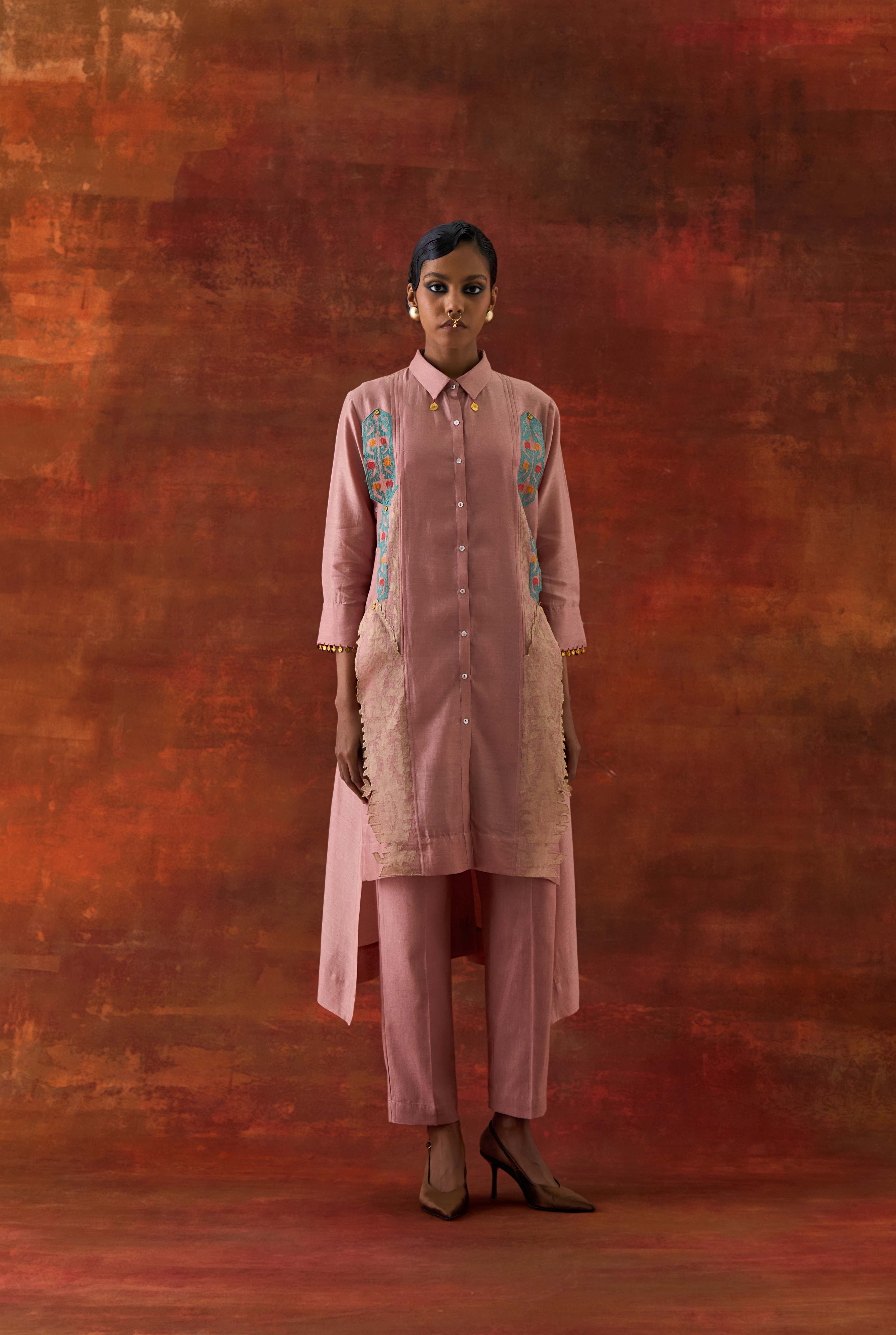 PLEATED SHIRT WITH PANTS - image 1