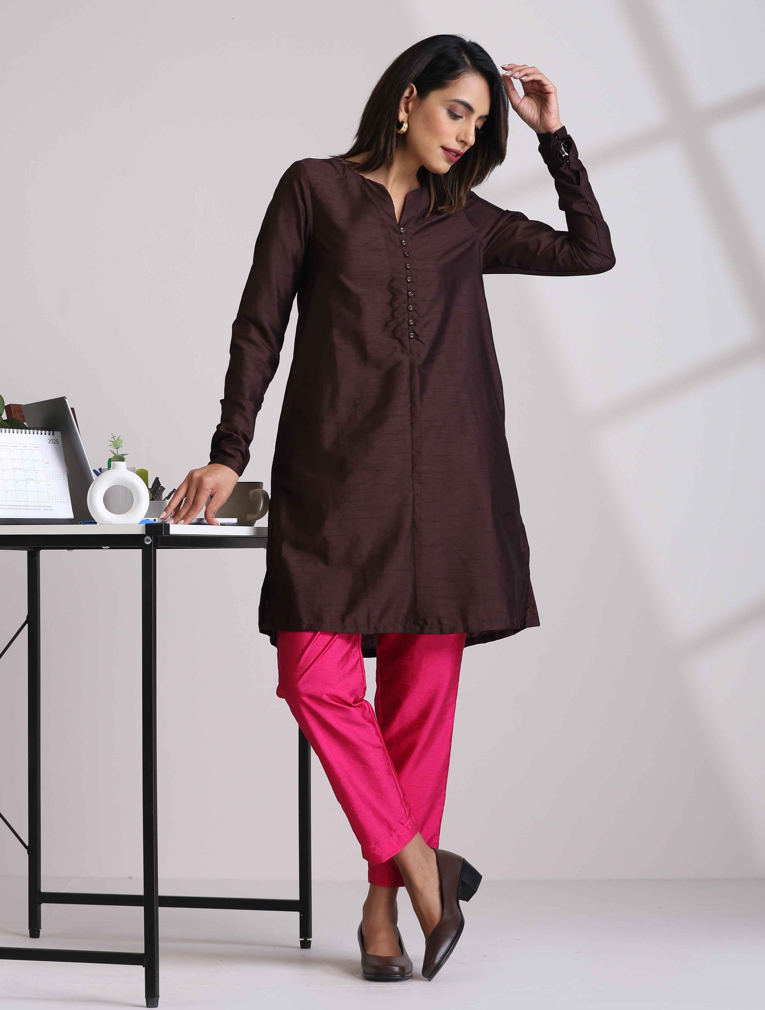 trueBrowns Cola Silk Kurta Co-ord Set